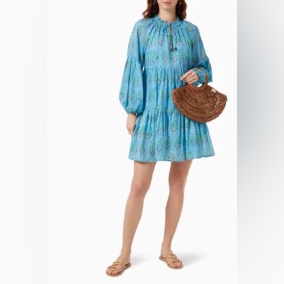 Oliphant Balloon Sleeve Short Dress Clover Blue size XS - Picture 1 of 14
